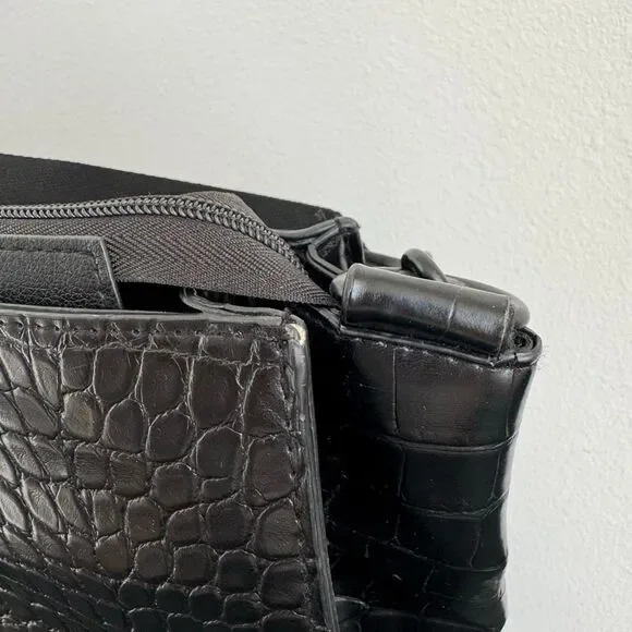 BEIS Large Work Tote Black Crocodile 14.5” x 11” Vegan Leather Zip Closure - Picture 3 of 15